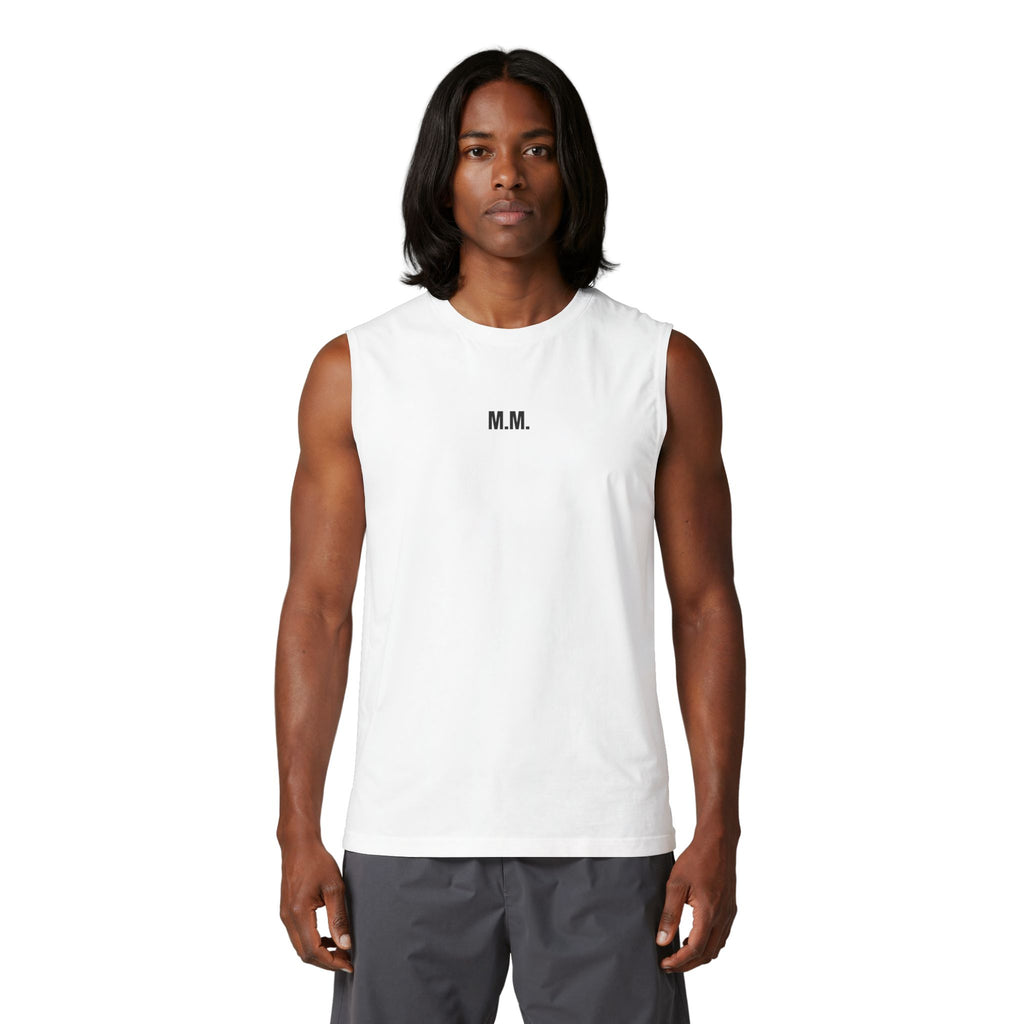 Earned vertical text Muscle Tank | M.M.