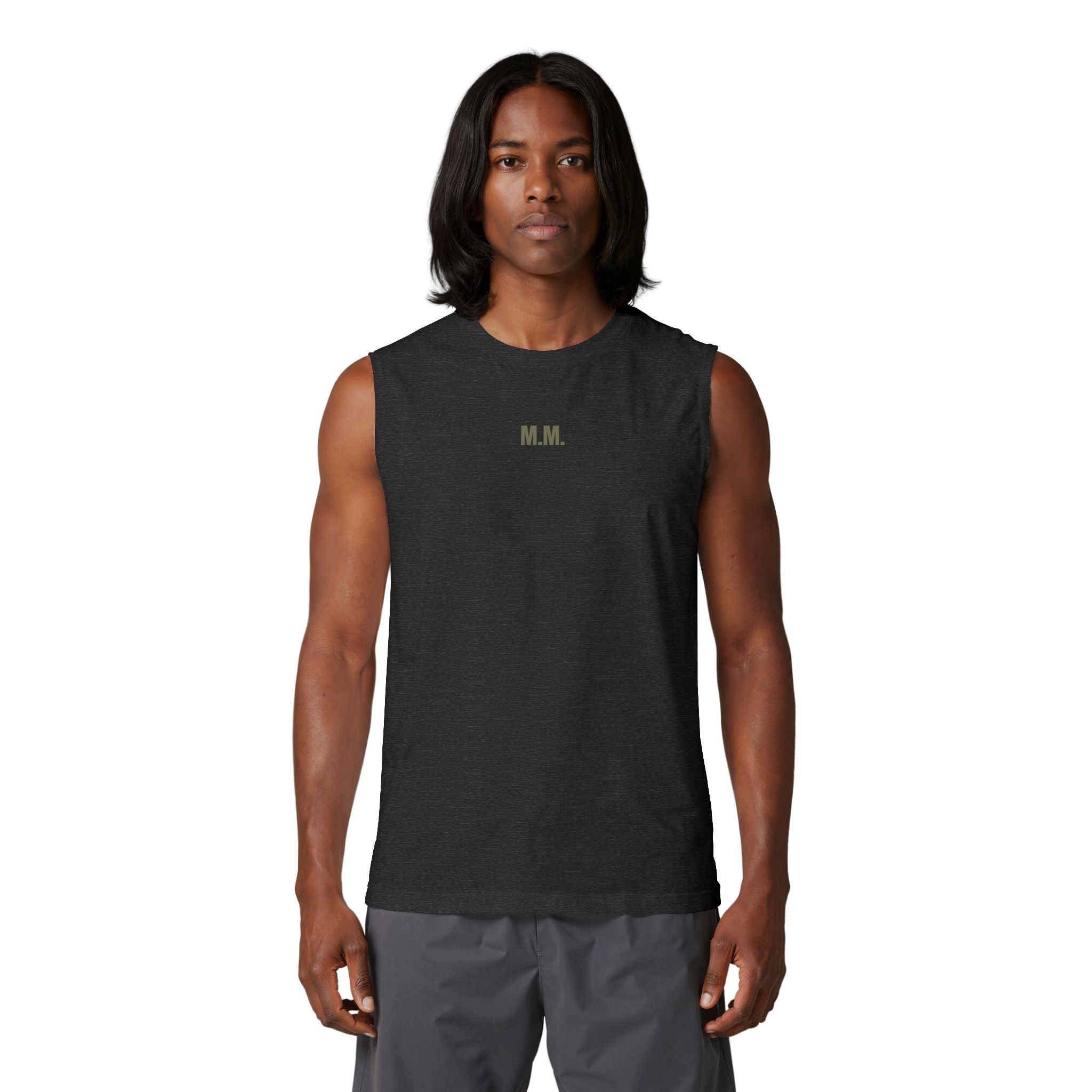 Earned vertical text Muscle Tank | M.M.