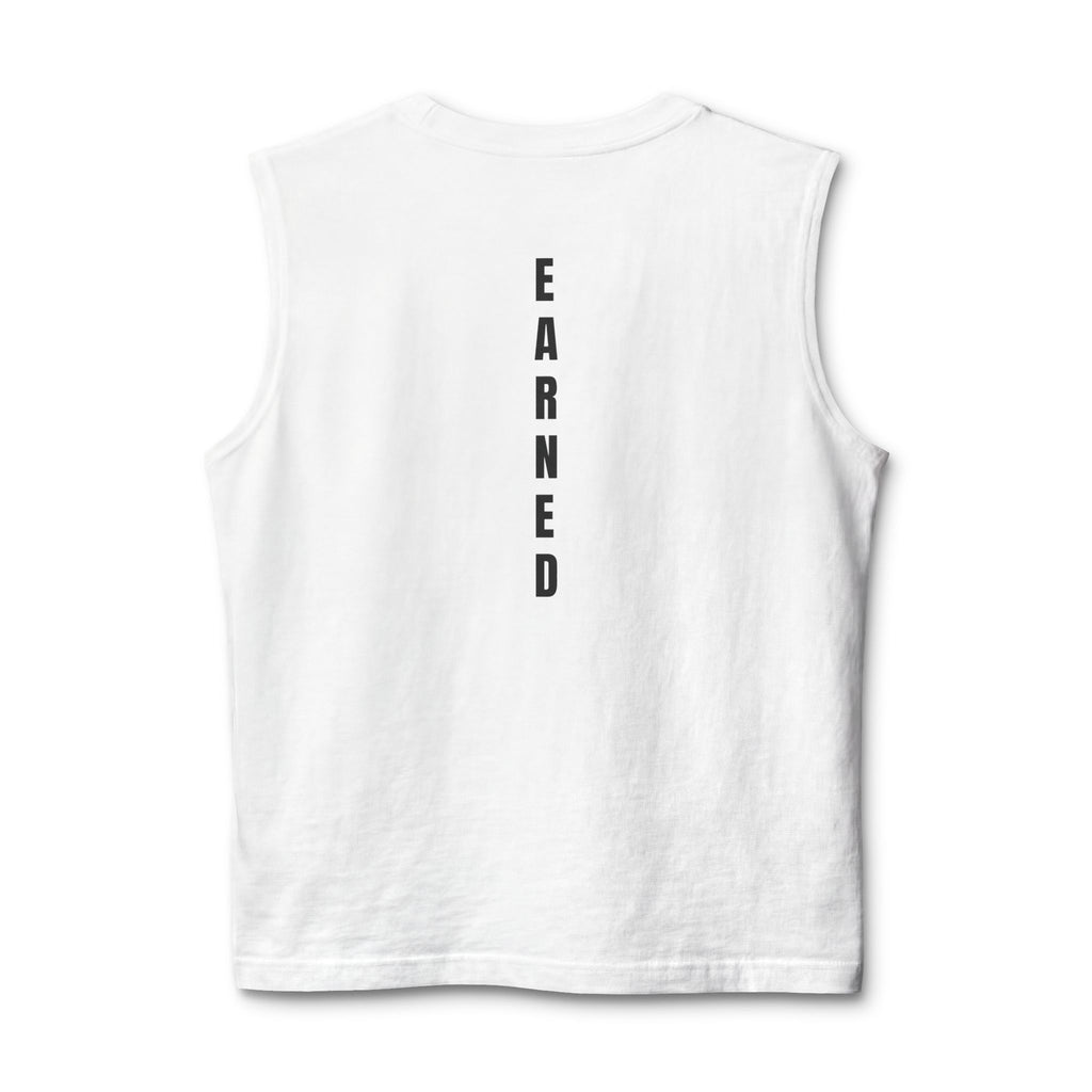 Earned vertical text Muscle Tank | M.M.