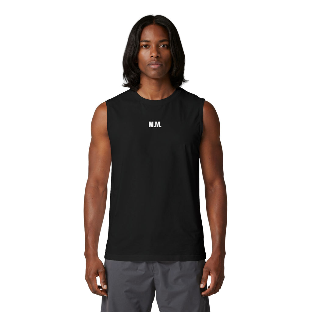 Earned vertical text Muscle Tank | M.M.