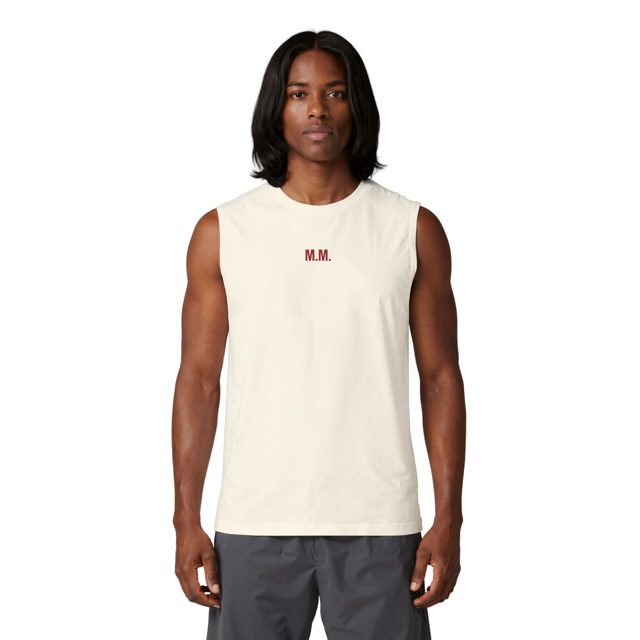 Earned vertical text Muscle Tank | M.M.