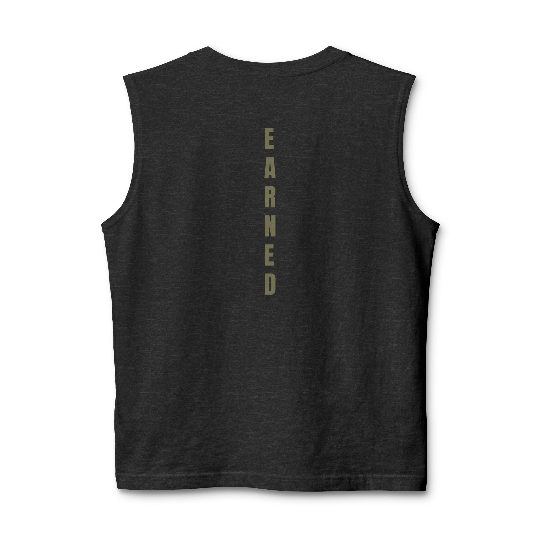 Earned vertical text Muscle Tank | M.M.