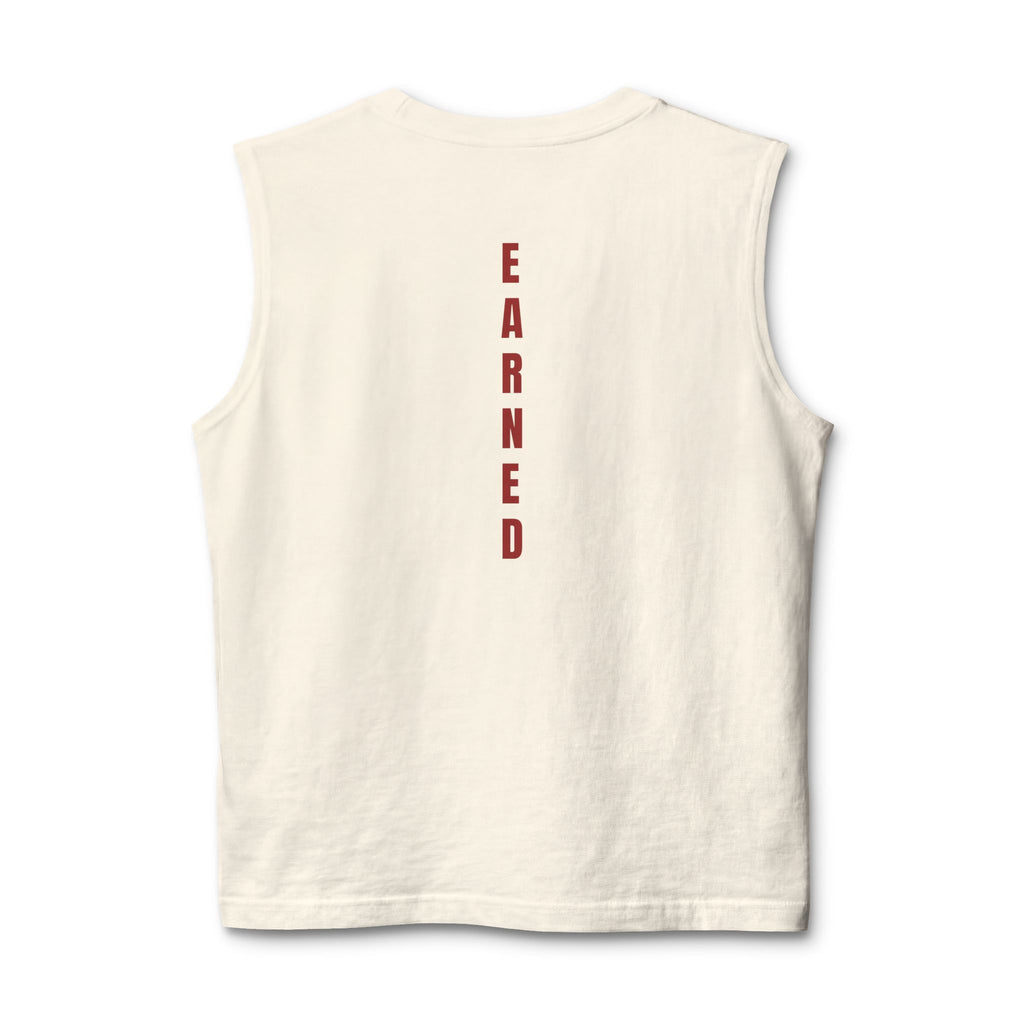 Earned vertical text Muscle Tank | M.M.
