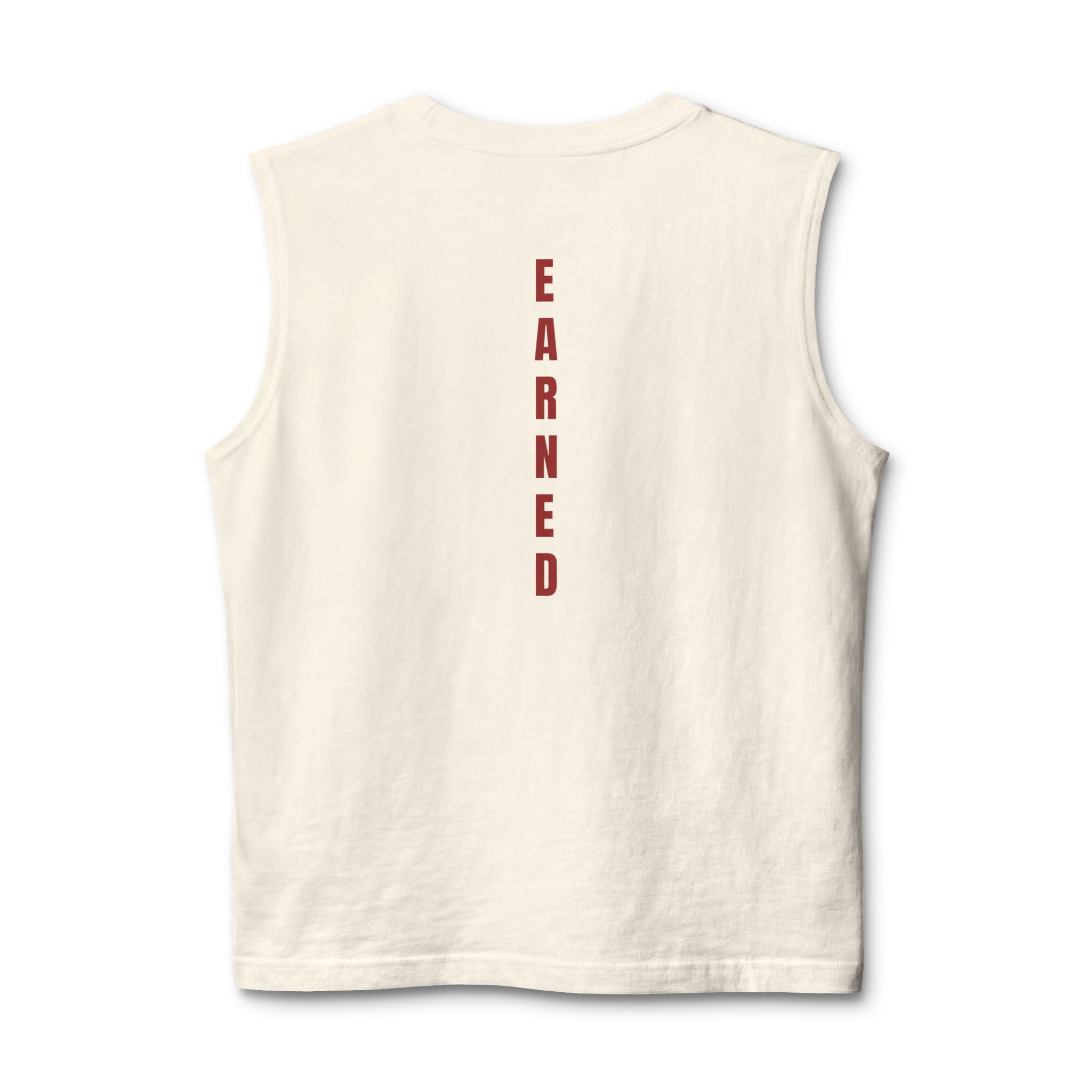 Earned vertical text Muscle Tank | M.M.